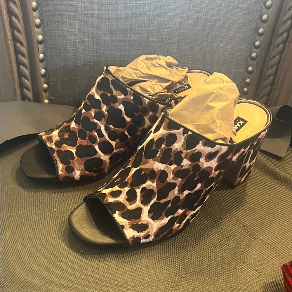 Karl Lagerfeld Leopard Print Mules
